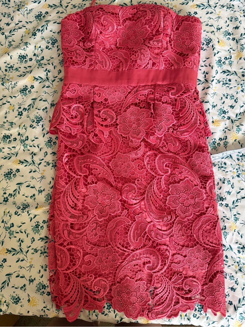 Strapless Red Lace Cocktail Dress